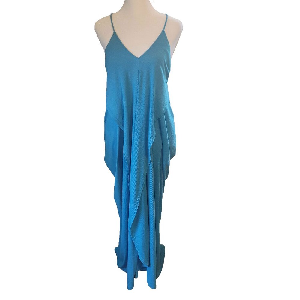 Free People Teal Blue Positano Halter-Back Maxi Dress